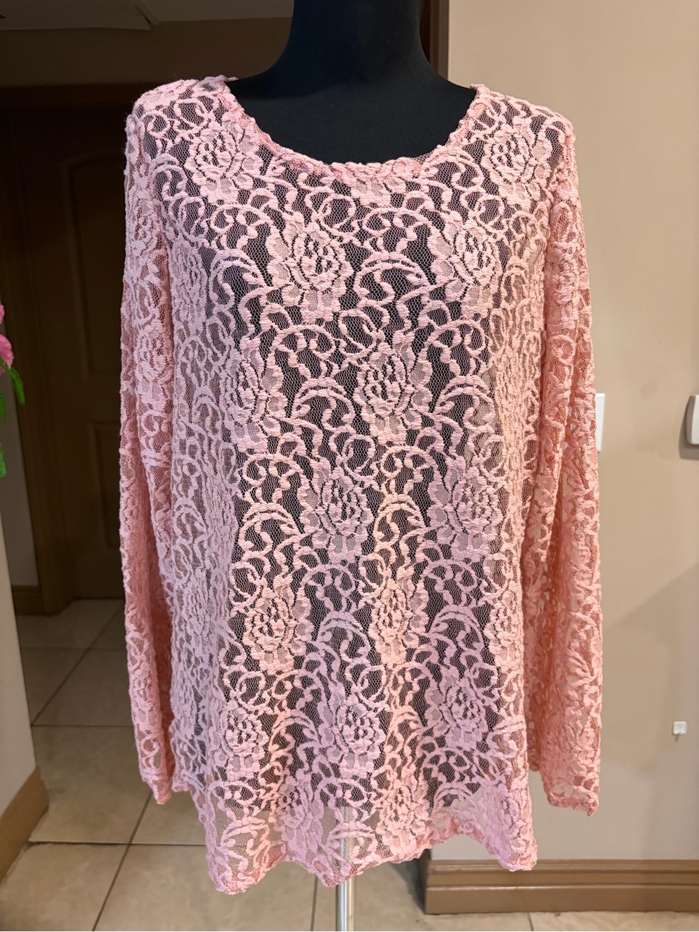Ragdoll Dusty Rose Lace Long Sleeve Blouse